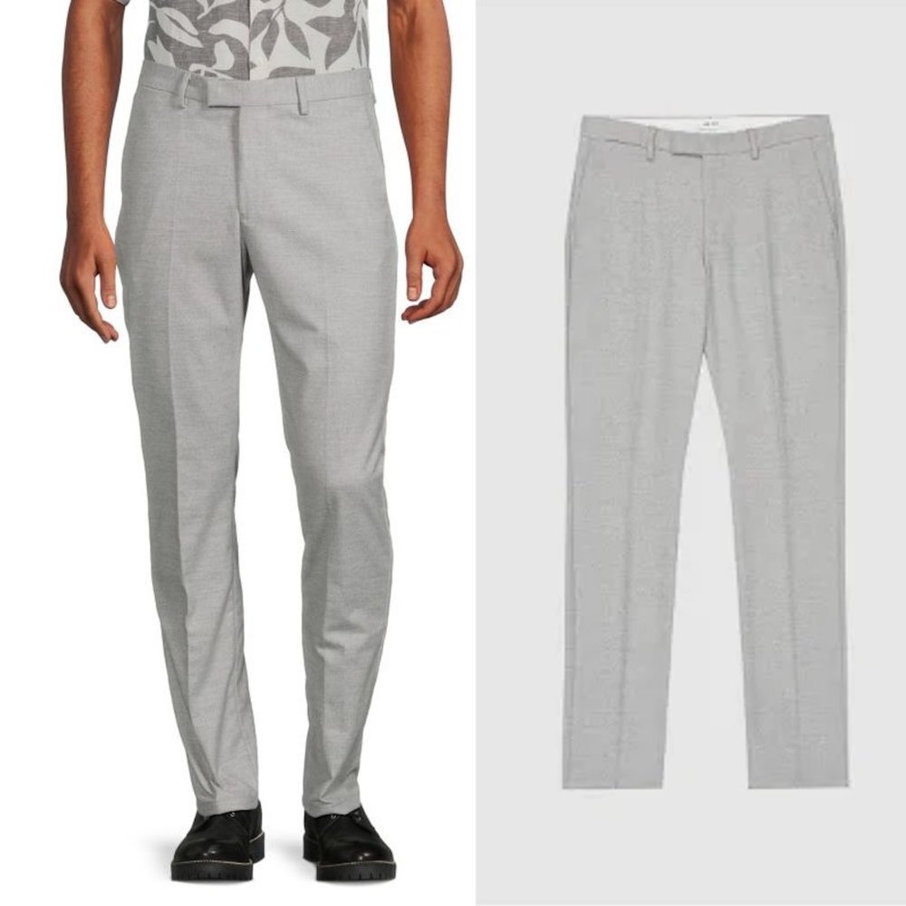 NWT New Reiss Granual Slim Flannel Leg Soft Grey Trousers Pants Size 28